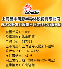 晶丰明源今日申购 发行价格为56.68元/股