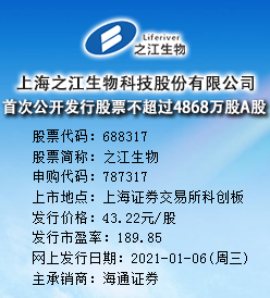 之江生物今日申购 发行价格为43.22元/股
