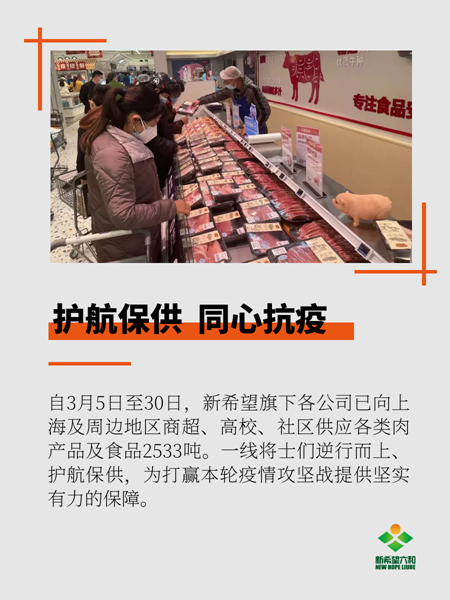 同心抗疫 I 新希望3月为上海保供肉类产品2500余吨